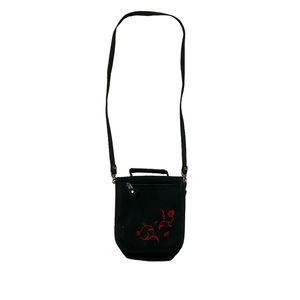 Y2K Crossbody Purse Embroidered Floral Bag Grunge Fairycore Vintage Black Red